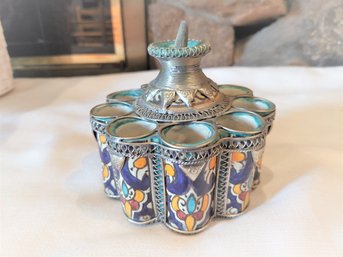 Antique Moroccan Inkwell Ceramic Handcrafted Artisan