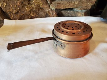 Antique Copper Plated Cookware Pot With Attached Perforated Lid