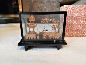 Retro Diorama Chinese Landscape With Cranes Made In The People's Republic Of China