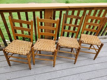 4 Antique Woven Maple Dining Chairs.