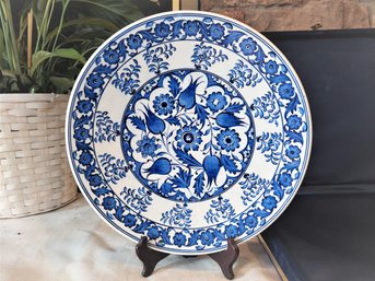 Vintage Blue And White Turkish Plate With Case