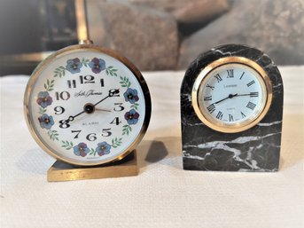 Retro Seth Thomas Alarm Clock Germany  Leeman Design Desk Clocks Genuine Black Marble