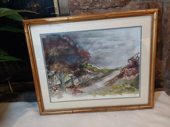 Signed Matted And Framed Watercolor By Jan