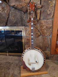 Vintage Banjo With Maker K With Stand