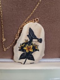 Hand Painted Antler Slice Necklace