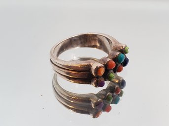 Sterling Silver Ring Multicolored Stones