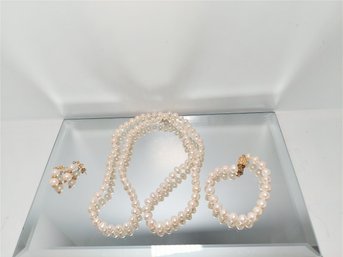 Stauer Pearl Necklace And Earrings