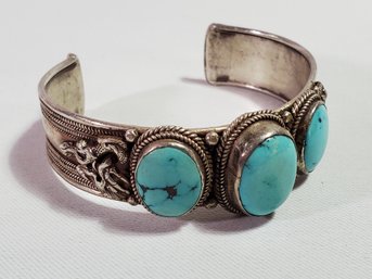 Vintage Turquoise Silver Navajo Bracelet