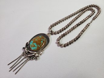 Sterling Navajo Turquoise Silver Necklace