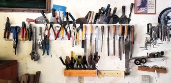 Lot Of Hand Tools- Chisels, Clamps, Vice Grips, Scissors, Pliers