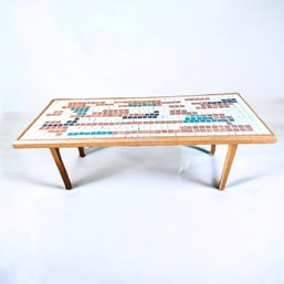 Tile And Wood Rectangular Coffee Table MCM