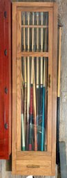 Wooden Pool Cues Cabinet With Pool Cues