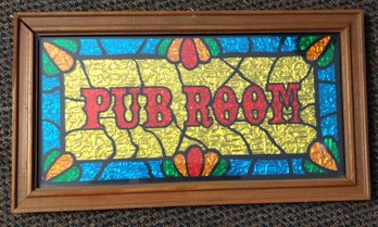 Vintage Pub Room Bar Sign, Wood Framed, Foil Art