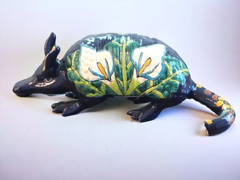 Hand Painted Ceramic Armadillo Calla Lillies