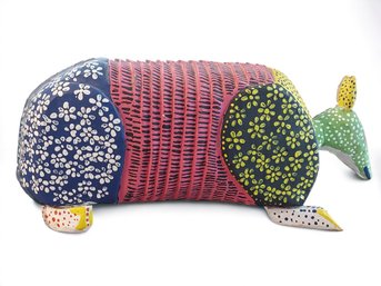 Hand Painted Wooden Armadillo Alebrije Carving Sculpture