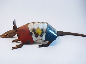 Red White And Blue Metal Art Armadillo