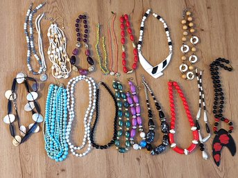 Lot Of Beaded Necklaces In Various Colors