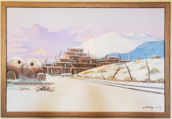 Signed J-Yazzie 1991 Southwest Oil Painting