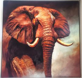 Canvas Red Elephant Print