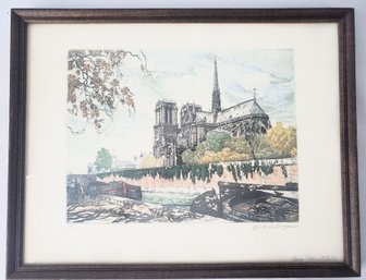 Signed Cathedral Chromolithograph