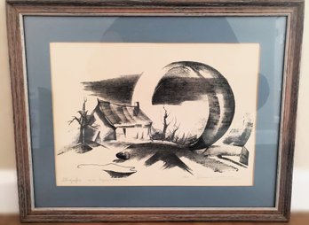 Signed 1968 Might Night Scene Lithograph