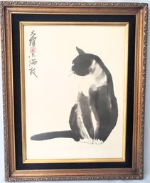 Signed Asian Black Cat Print