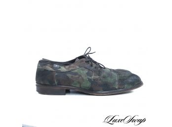 AUTHENTIC SEVEN FOR ALL MANKIND GREEN CAMOUFLAGE SUEDE MENS CAPTOE SHOES
