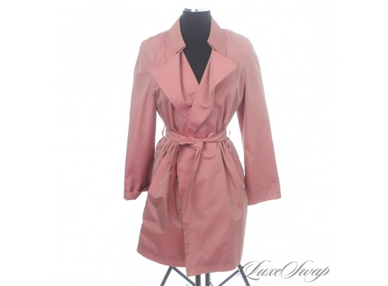 THE STAR OF THE SHOW! RECENT AND INCREDIBLE NEAR MINT BURBERRY PEACH JACQUARD SHIMMER BELTED SPRING COAT 10