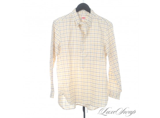 NEAR MINT AND SCARCE MENS LEVIS VINTAGE CLOTHING 'SUNSET' CREAM TATTERSALL FLANNEL POPOVER SHIRT XS
