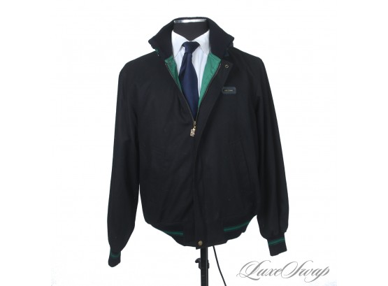 MENS PAUL & SHARK YACHTING MADE IN ITALY BLACK FLANNEL EMERALD GREEN TRIM BLOUSON JACKET L
