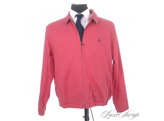 VINTAGE POLO RALPH LAUREN MENS NANTUCKET RED PINK GARMENT WASHED UNLINED CHINO JACKET L