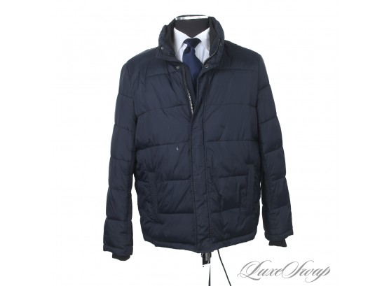 RECENT AND GREAT MENS ANDREW MARC NAVY BLUE PADDED PUFFER WINTER COAT L