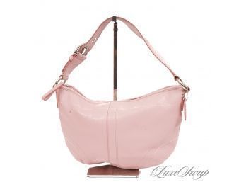 #4 NEAR MINT RECENT AND AUTHENTIC COACH PETAL PINK FULL LEATHER ZIP TOP HOBO SHOULDER BAG