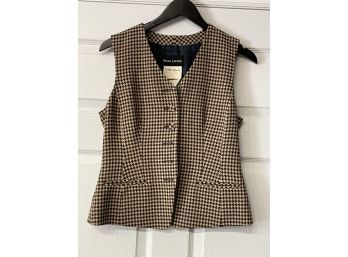 PAIR WITH THE RIDING JACKET! WOMENS RENA LANGE 100 WOOL HOUNDSTOOTH VEST SIZE 38