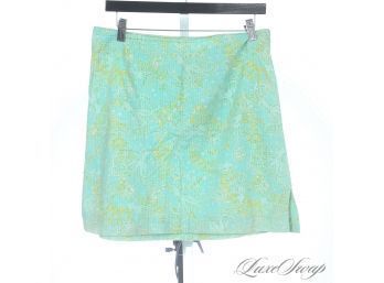 VINTAGE 1990S 00S LILLY PULITZER SEAGLASS GREEN AND BLUE ALLOVER OCTOPUS FISH PRINT SKIRT 12