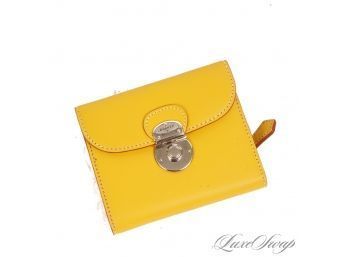 NEAR MINT AND PROBABLY UNUSED DOONEY & BOURKE GOLDEN YELLOW DOUBLE SIDED DAY WALLET - VERY VERY NICE