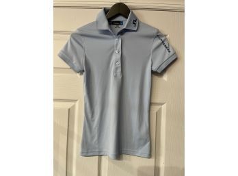 EVERYONE KNOWS THIS ONE! WOMENS J. LINDEBERG MONOGRAM BLUE POLO SIZE S