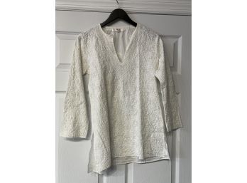 WEDDING VIBES!! WOMENS AMAYA KNIT FLORAL-ALLOVER WHITE PULLOVER SIZE 38