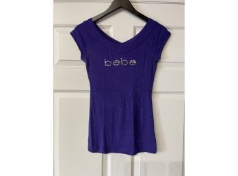 ITS BEBE BABY! WOMENS Y2K GOODNESS BEBE MADE IN USA PURPLE TOP WITH CRYSTAL LOGO SIZE M