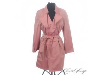 THE STAR OF THE SHOW! RECENT AND INCREDIBLE NEAR MINT BURBERRY PEACH JACQUARD SHIMMER BELTED SPRING COAT 10