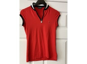 YOU HAVE A VESTED INTEREST! WOMENS GOLFINO RED QUARTER-ZIP VEST SIZE 4