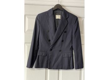 WE MEAN BUSINESS!! WOMENS ANTONIO FUSCO PURE WOOL MADE IN ITALY DOUBLE BREASTED STRIPE BLAZER SIZE 2