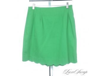 BRAND NEW WITH TAGS LILLY PULITZER SCALLOPED WAFFLED SOLID BASKETWEAVE SKIRT IN APPLE GREEN 12