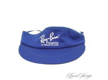 MINT AND VERY RARE VINTAGE 1980S RAY BAN BY BAUSCH & LOMB ROYAL BLUE TERRY LINED VISOR HAT