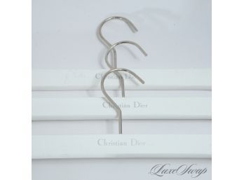NOT EASY TO FIND! LOT OF 3 ORIGINAL CHRISTIAN DIOR WHITE WOOD BOUTIQUE HANGERS - NOT GIVEAWAYS!