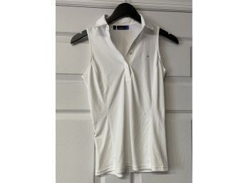 SEXY WITH A SIDE OF SPORTY! WOMENS J. LINDEBERG WHITE SLEEVELESS POLO SIZE XS
