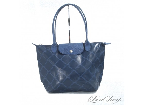 THE MODERN UPDATE OF YOUR FAVORITE! AUTHENTIC LONGCHAMP MADE IN FRANCE 'LE PLIAGE' ALLOVER MONOGRAM NAVY BAG