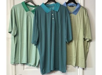 CUTTER? I HARDLY KNOW 'ER!!! LOT OF 3 NWT MENS CUTTER & BUCK 'DRYTEC' STRIPED POLO SIZES 3XB/4XB/4XT