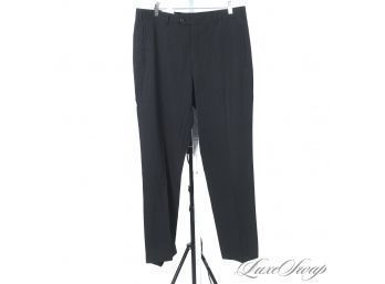 SUCH A GREAT FIT! PRADA BLACK LABEL MENS BLACK AND GREY STRIPED STRETCH FLAT FRONT PANTS 50 (EU)