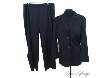 HARD TO FIND SIZE! LAFAYETTE 148 NAVY BLUE MICRO PINSTRIPE 2 PIECE PANT SUIT 16
